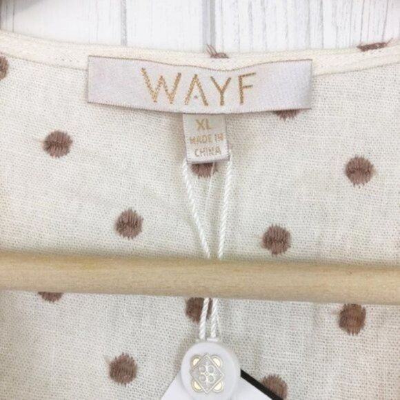 WAYF Kaitlyn Linen Blend Wrap Polka Dot Top  - Picture 4 of 6